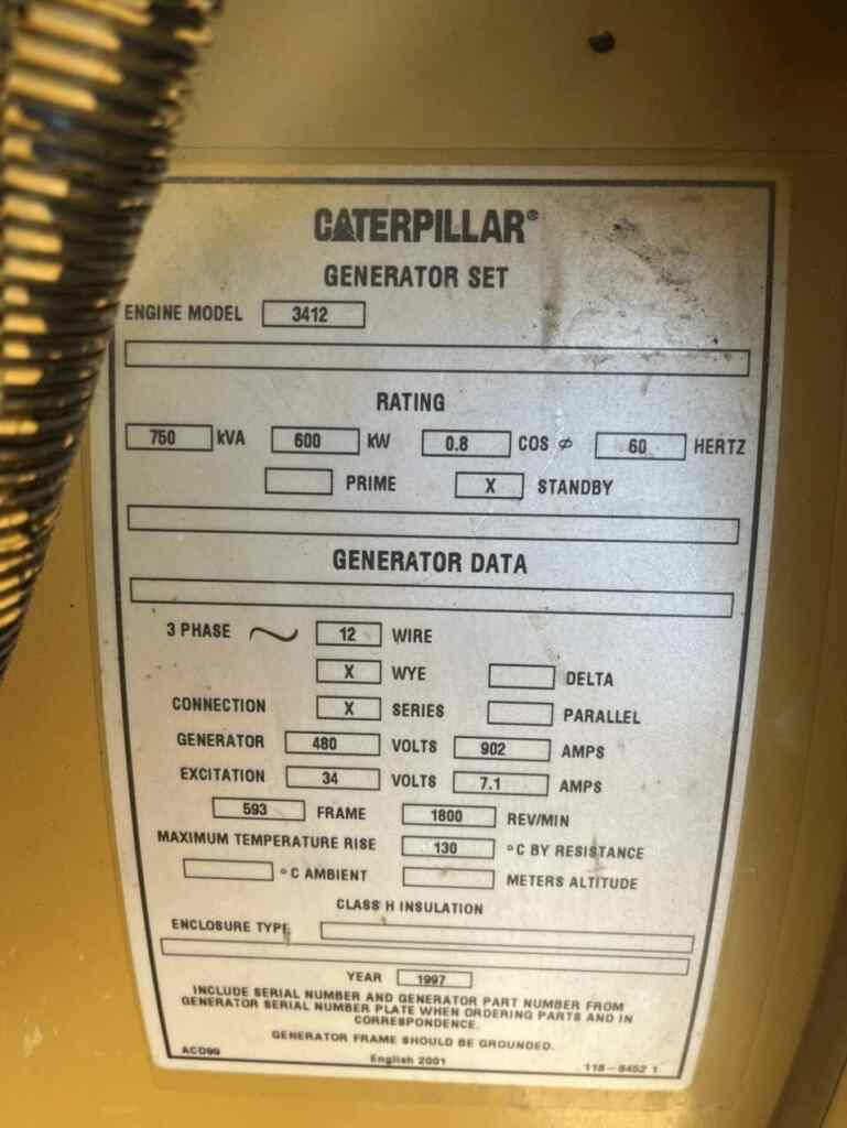 Caterpillar 3412C Standby Diesel Generator — SOLD